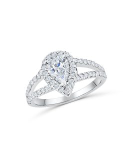 Find great online shopping at affordable prices with V Split 0.75ct Pear  Diamond Engagement Ring 14K White Gold DENG012 NorthandSouthJewelry